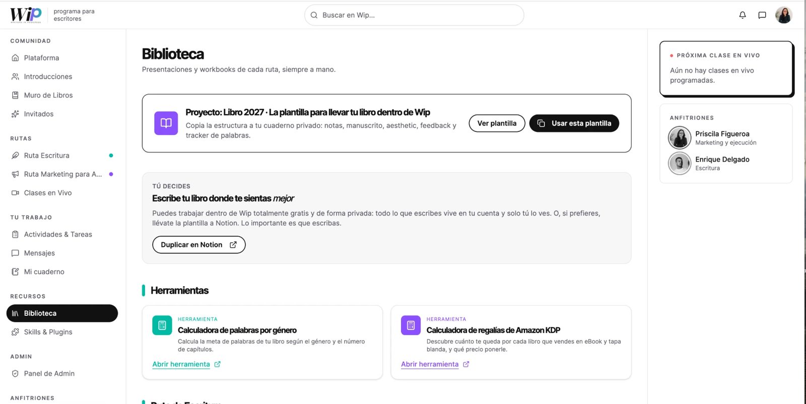 Biblioteca de recursos de Wip organizada por rutas
